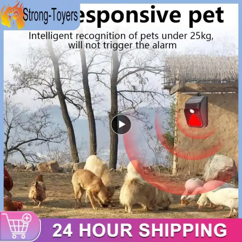 

800 Mah 100 Db Alarm Waterproof Ip65 Warning Light Flash Led Lights Solar Charge Human Body Induction Drives Animal