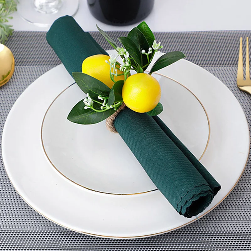

Simulation Lemon Plant Napkin Ring Fruit Meal Buckle Hotel Model Room Napkin Ring Party Banquet Wedding Dining Table Decoration