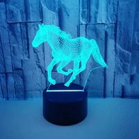 7 or 16 colors 3d illusion novelty night lamp horse led desk light touch control birthday gifts for bedroomfoyer