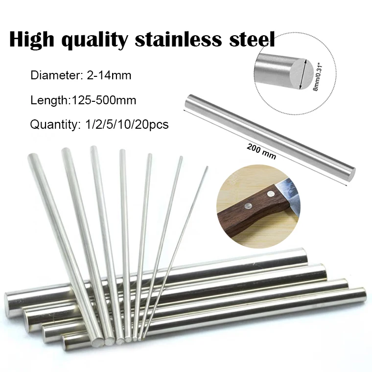 

1-20pcs Stainles Steel Round Rod Lathe Bar Stock Assorted for DIY Craft Tool Diameter 2mm 2.5mm 3mm 4mm 5mm 6mm 8mm 10mm14mm