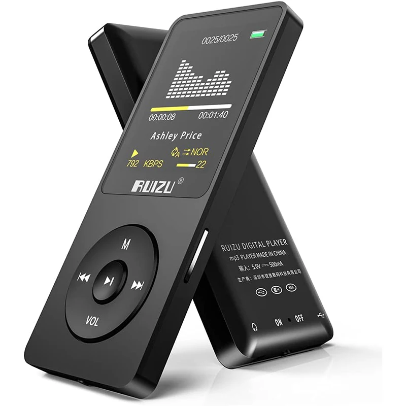 RUIZU X02 MP3 Music Player 16GB Portable Sport Walkman with 1.8 Inch Screen Support FM Radio E-Book Clock Recorder  MP4 Compact