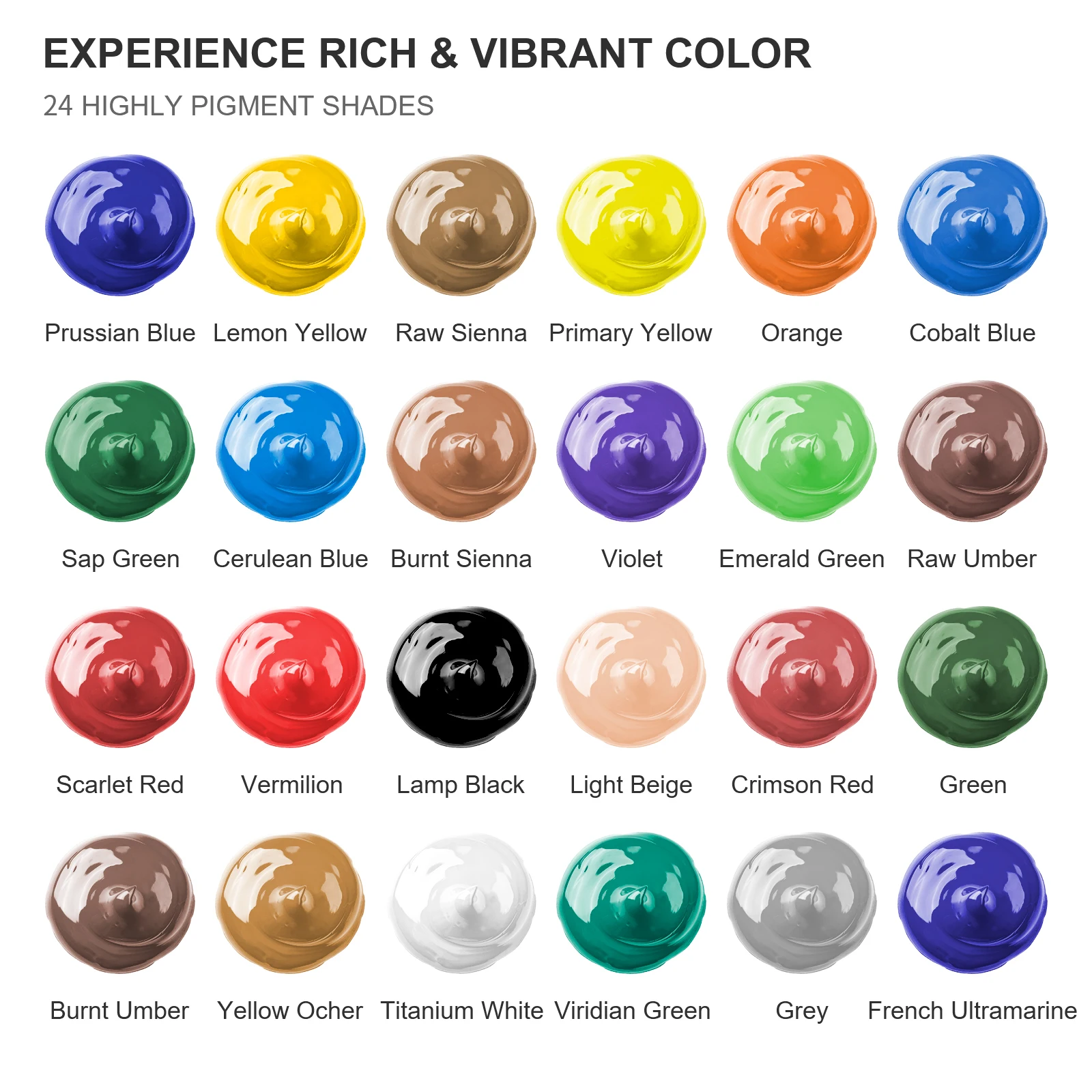 Locsyuve Acrylic Paint 12/24 Colors 12ml Tube Acrylic Paint Set, Paint for Fabric, Clothing, Painting, Rich Pigments for Artists