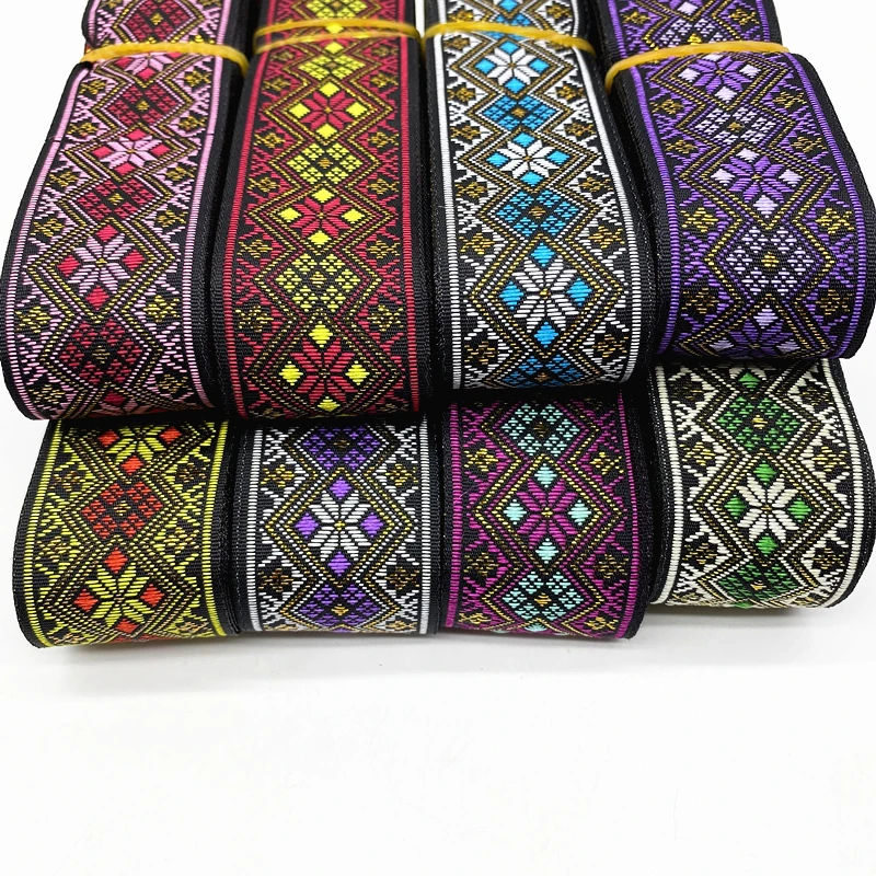 

Винтажная жаккардовая лента с этнической вышивкой, 7 ярдов, 33 мм