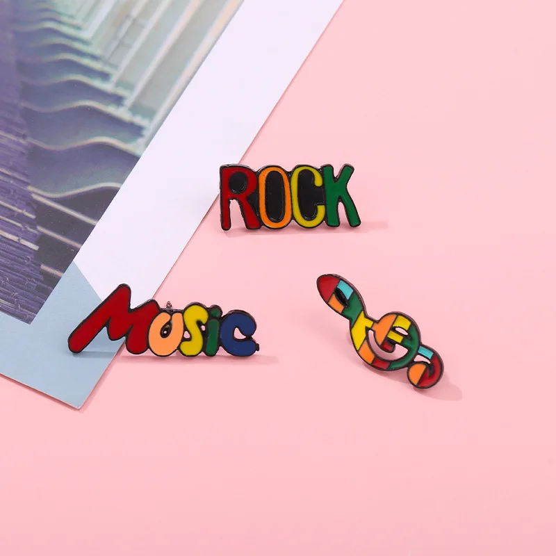 

Rock Letter Guitar Pins Music Series Pins Accessories Clothing Backpack Alloy Brooch Enamel Lapel Pins Badge Wholesale