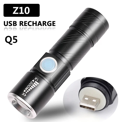Встроенный аккумулятор, USB Перезаряжаемый фонарик, фотовспышка, алюминиевый фонарь для кемпинга 2000 лм XM-L T6 COB с 3 режимами масштабирования