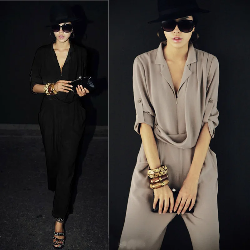 Шикарные женские комбинезоны с завышенной талией шифоновые брюки Harren длинным