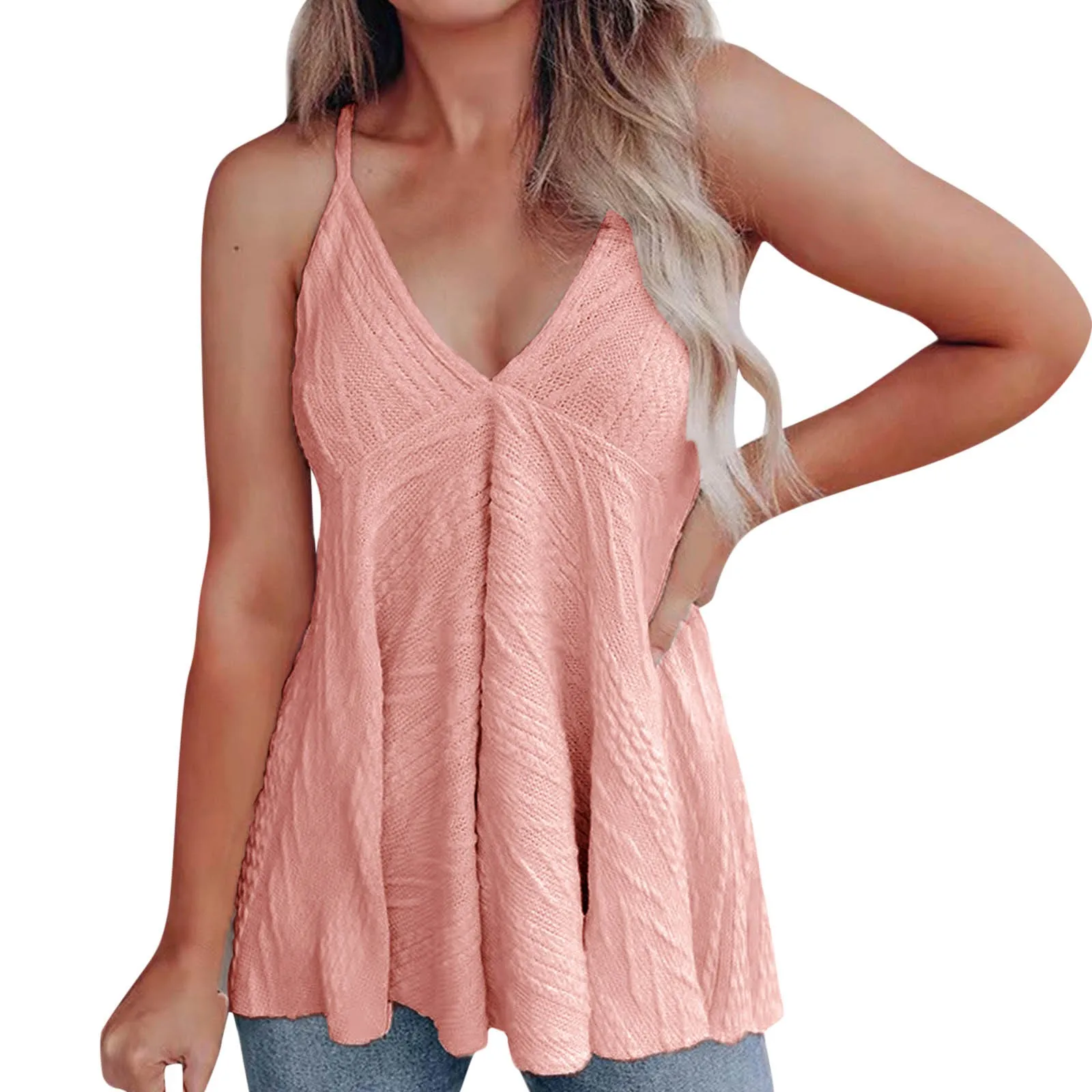 

Женская Трикотажная майка без рукавов, с V-образным вырезом