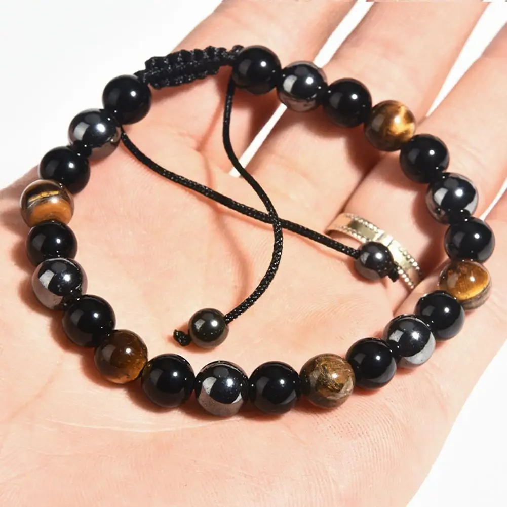 Браслеты из натурального черного обсидиана гематита тигровый глаз бусины