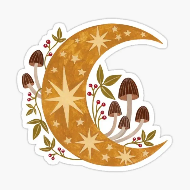 

Наклейка с изображением леса и Луны для ноутбука, украшение для спальни, автомобиля, милый мультяшный модный чемодан для общественных мест