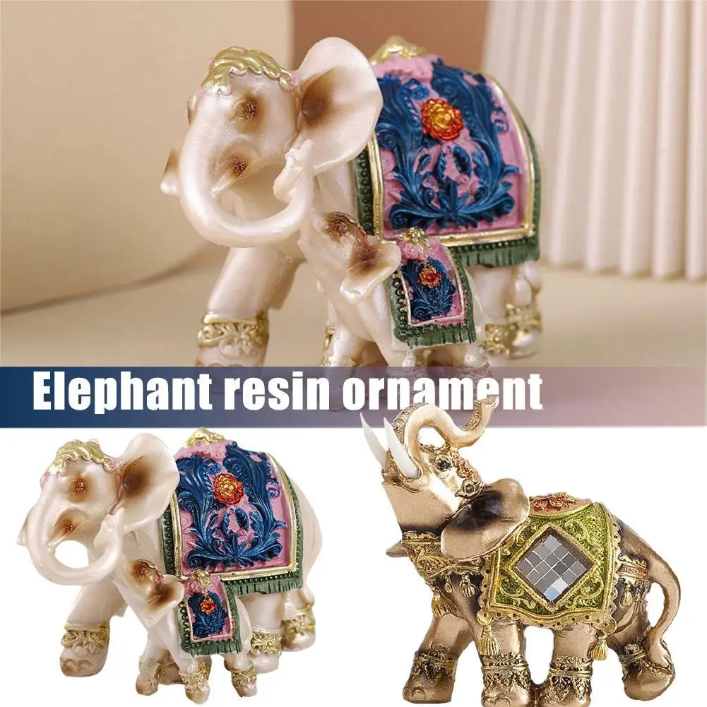 

Resin Elephant Statue Ornament Home Decoration Retro Coppery Elephant Sculpture Figurine Crafts Desktop Home Office Decor