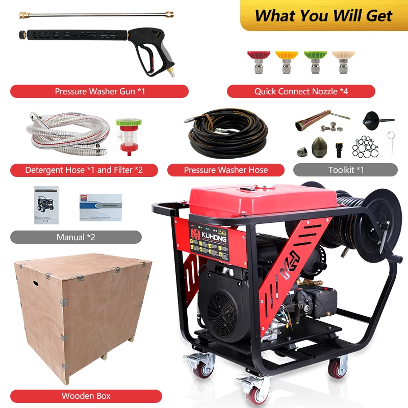 Насадка для очистки канализации Kuhong бар 70 л/мин 37 л. С.