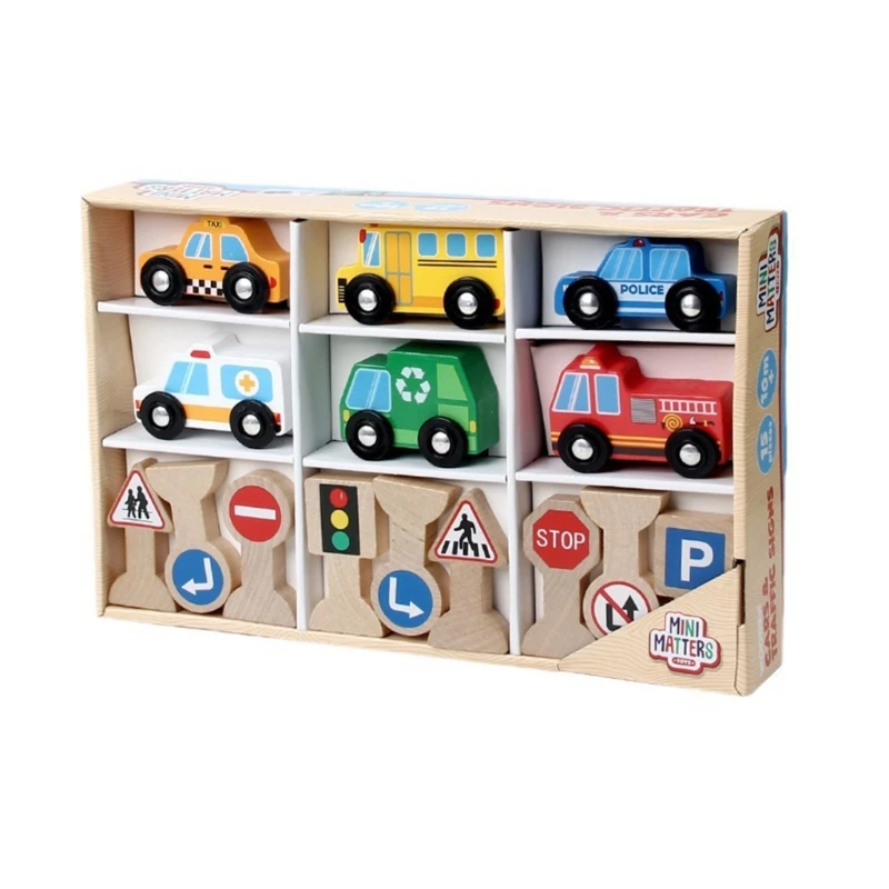 

Sign Wooden Vehicle Intelligence Educational Toy For Preschool Kids Build Fine Motor Skills Math For18 + Month