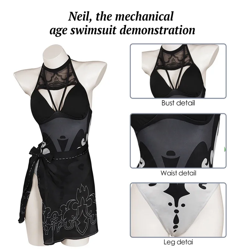 Костюмы для косплея Game NieR Automata 2B купальник черное платье-комбинация летняя юбка