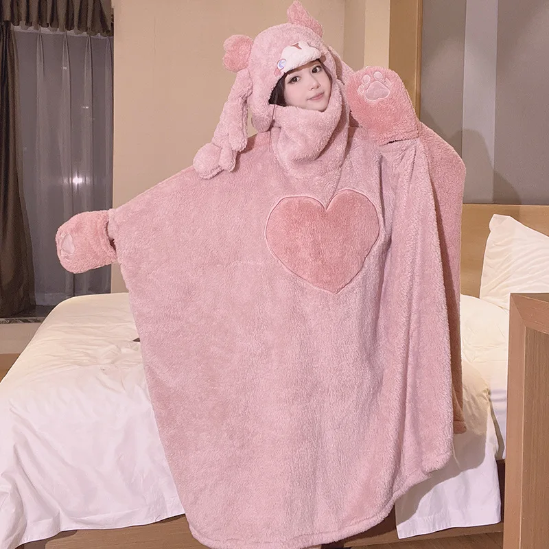 

886 Bathrobe Fleece Nightwear Winter Women Men Warm Thick Coral Velvet Home Wear Nightgown Sleepwear