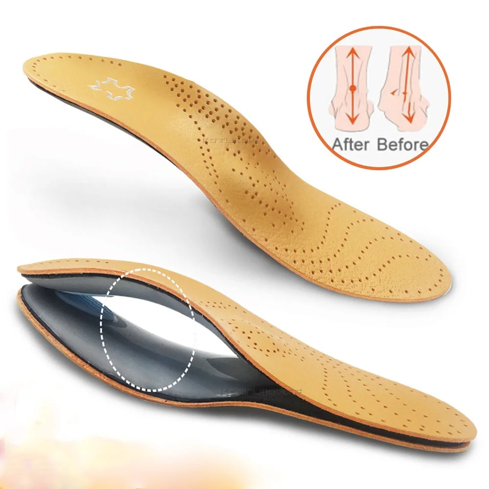 Leather Orthotic Insole For Flat Feet Arch Support Orthopedic Shoes Sole Insoles For Feet Men Women Children O/X Leg Corrected