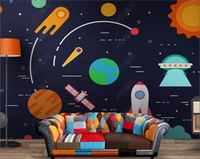 custom photo mural wallpaper 3d cosmic space planet rocket cartoon image home decor wallpapers for walls in rolls children room