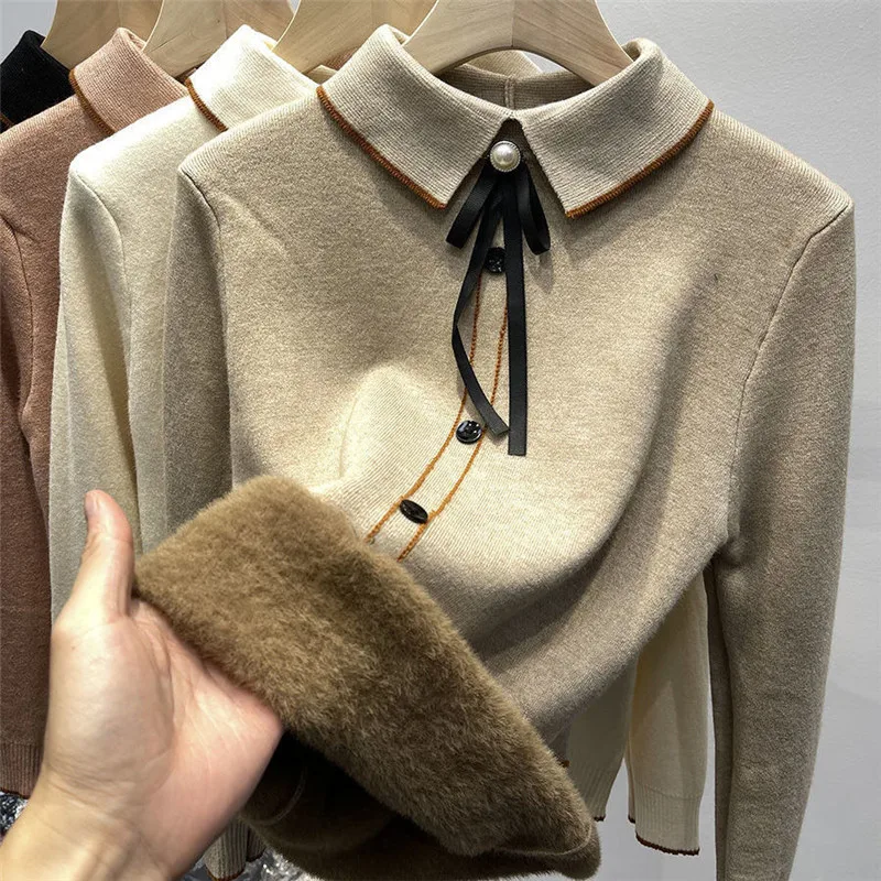 

Autumn Classic Design Sweater New Fashion Elegant Office Blouse Women Long-sleeved Pullover Knitted Long Sleeve Sweater Pullover