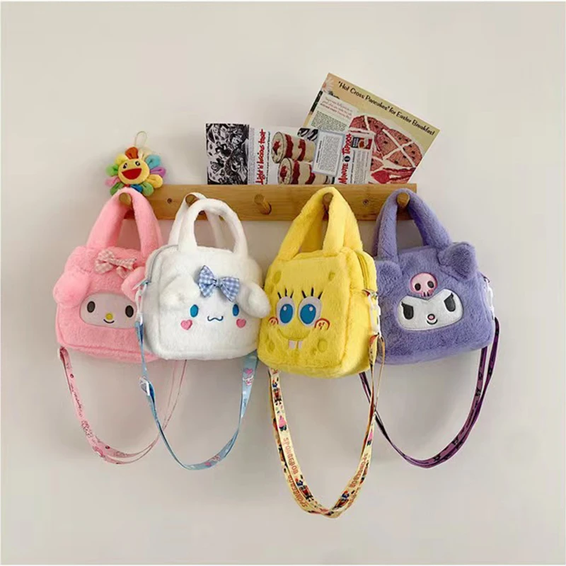 

Cinnamoroll Kawaii My Melody Plush Doll Package Sanrio Anime Cartoonmy Melody Children Crossbody Bags Toys Christmas Girl Gifts