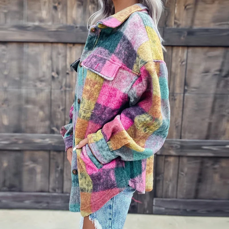 Куртка женская с отложным воротником и длинным рукавом Повседневная Уличная