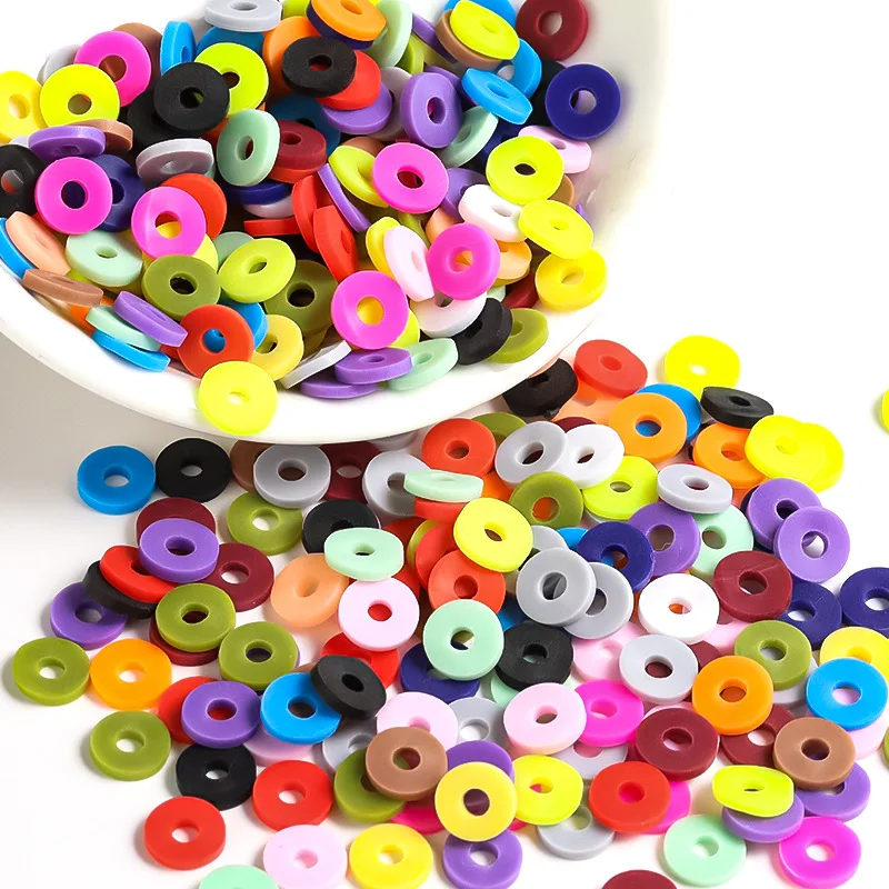 200-1000pcs/Lot 6mm Flat Round Polymer Clay Beads Chip Disk Loose Spacer Beads For Jewelry Making DIY Bracelet Necklace Findings