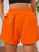 neon orange elastic waist shorts