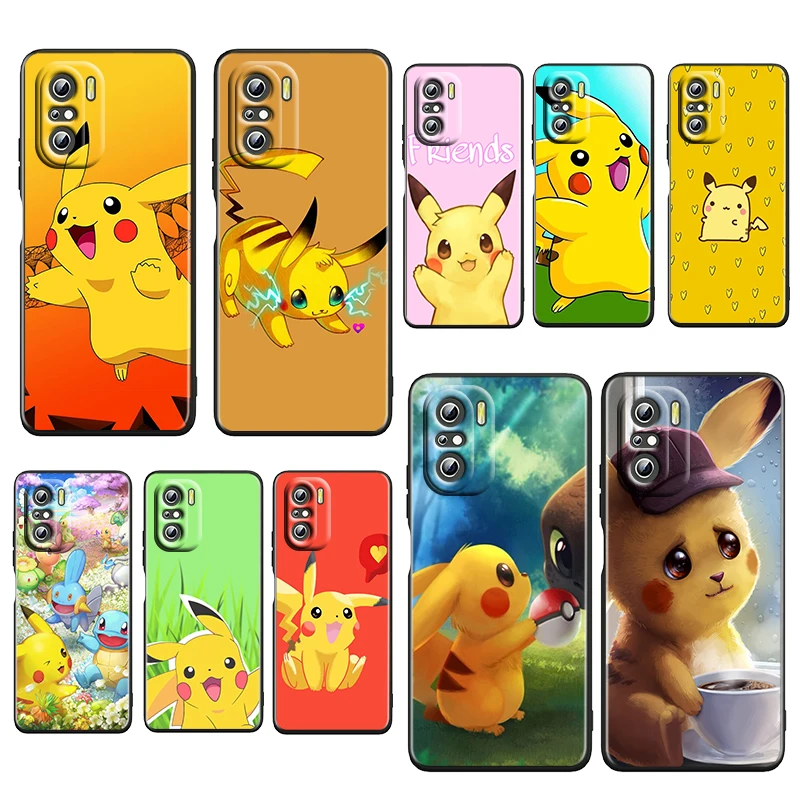 

Cartoon Pikachu Baby For Xiaomi Redmi K50 K40 Gaming K30 K20 Pro 5G 10X 9T 9C 9A TPU Soft Silicone Black Phone Case Fundas Coque