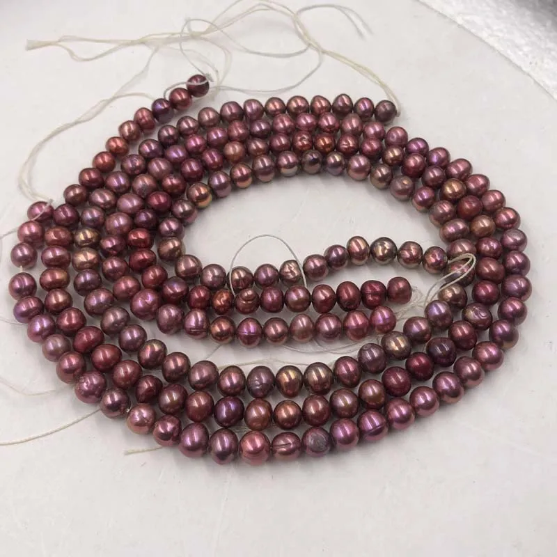 ELEISPL Wholesale 16 Strands 6-7mm Dark Red Freshwater Pearl Loose Beads Strings #22010331-3