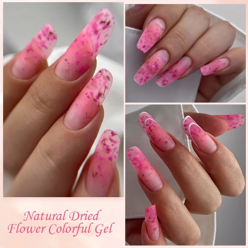 Гель-лак для ногтей LILYCUTE с сушеными цветами 8 мл