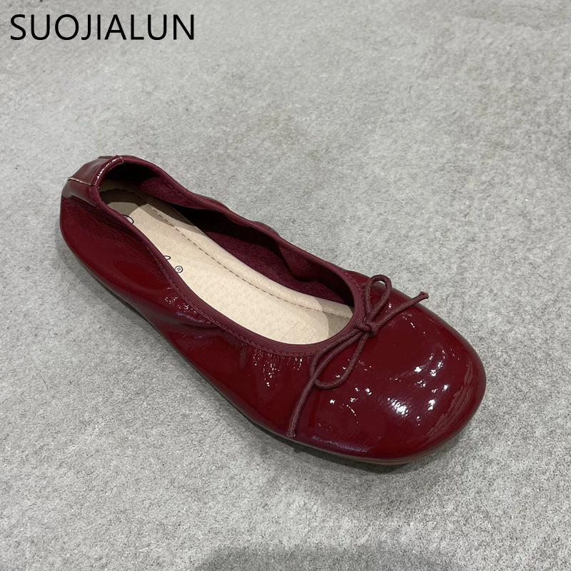 SUOJIALUN Autumn Classic Women Ballet Flats Shoes Shallow Slip On Ladies Soft Ballerina Flat Heel Casual Female Work Dress Shoes