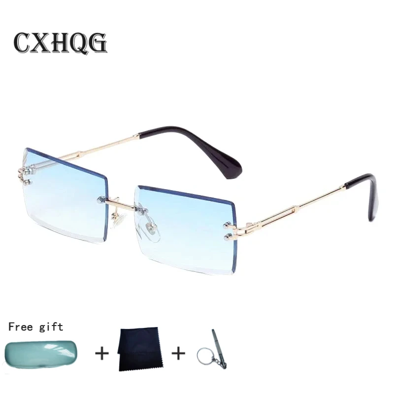 

New Sunglasses for Men Ladies Sunglasses Rimless Trim Square Gradient Ocean Sunglasses Anti-UV Brand Designer Classic Eyewear