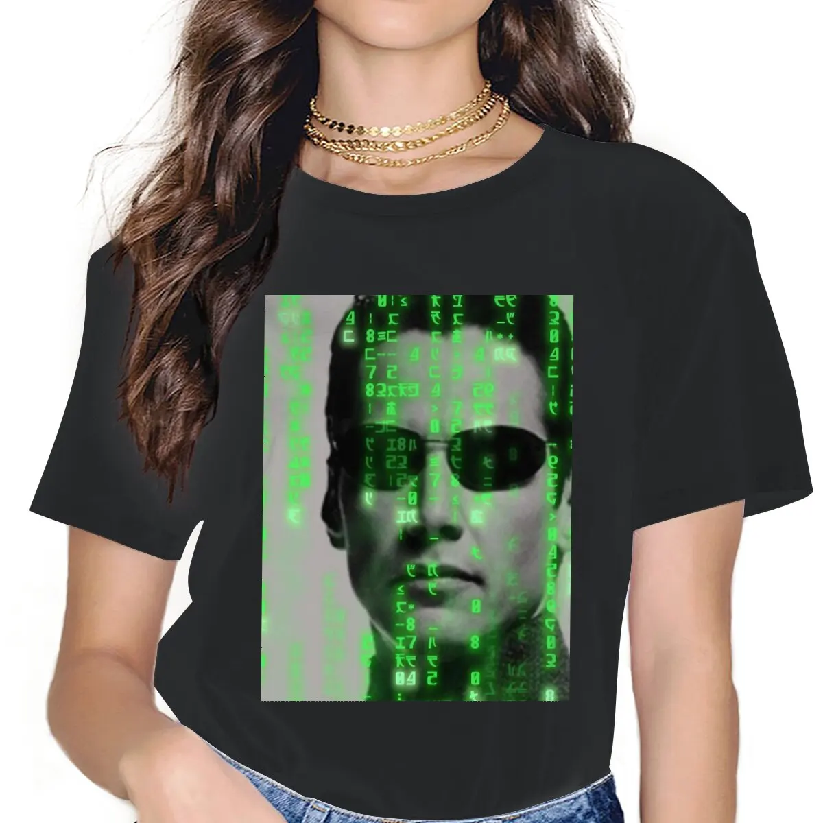 

Code Women's T Shirts The Matrix Neo Anderson Morpheus Film Leisure Tees Short Sleeve Round Neck T-Shirts Cotton Graphic