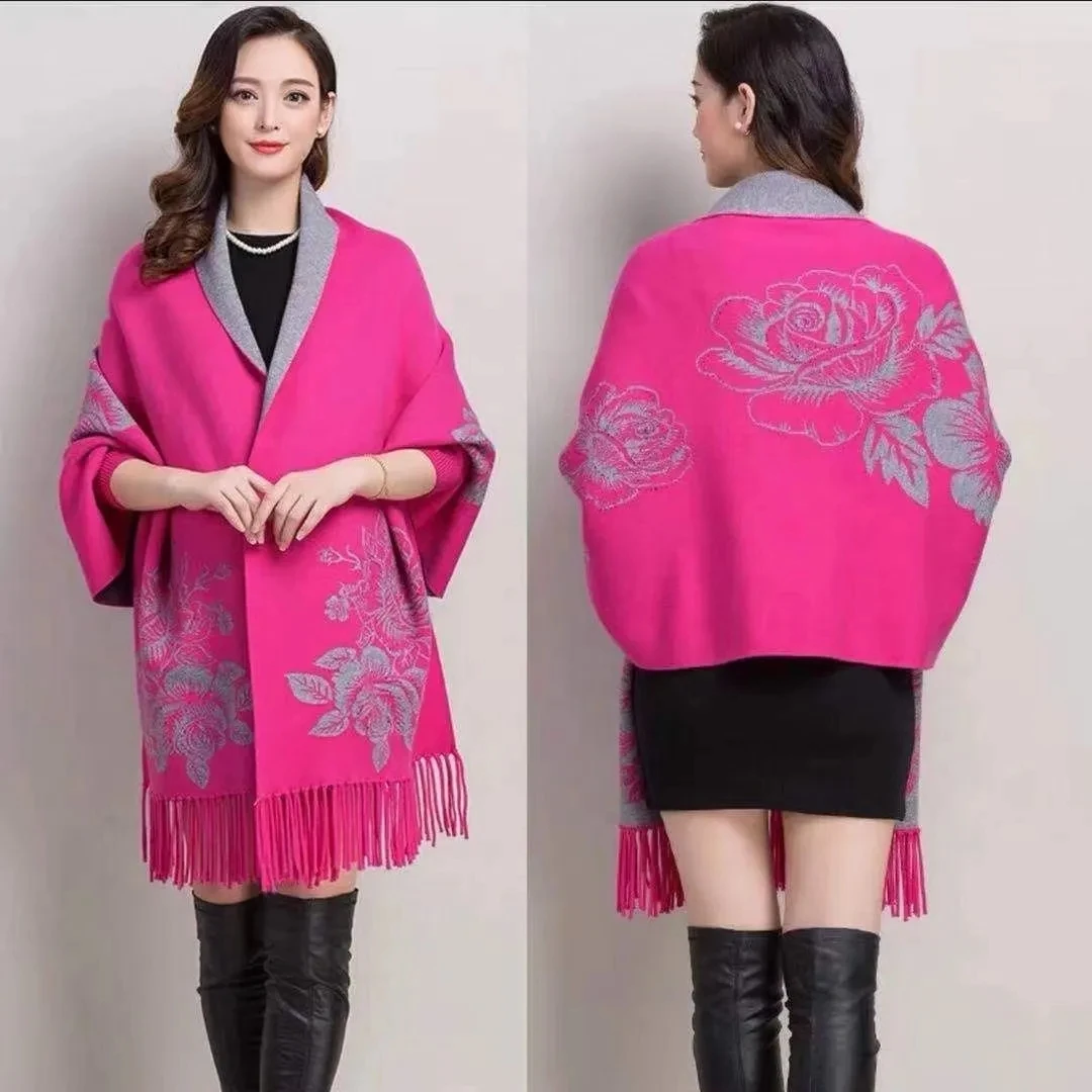 Женская накидка на весну и осень новая женская шаль с цветком пиона модный