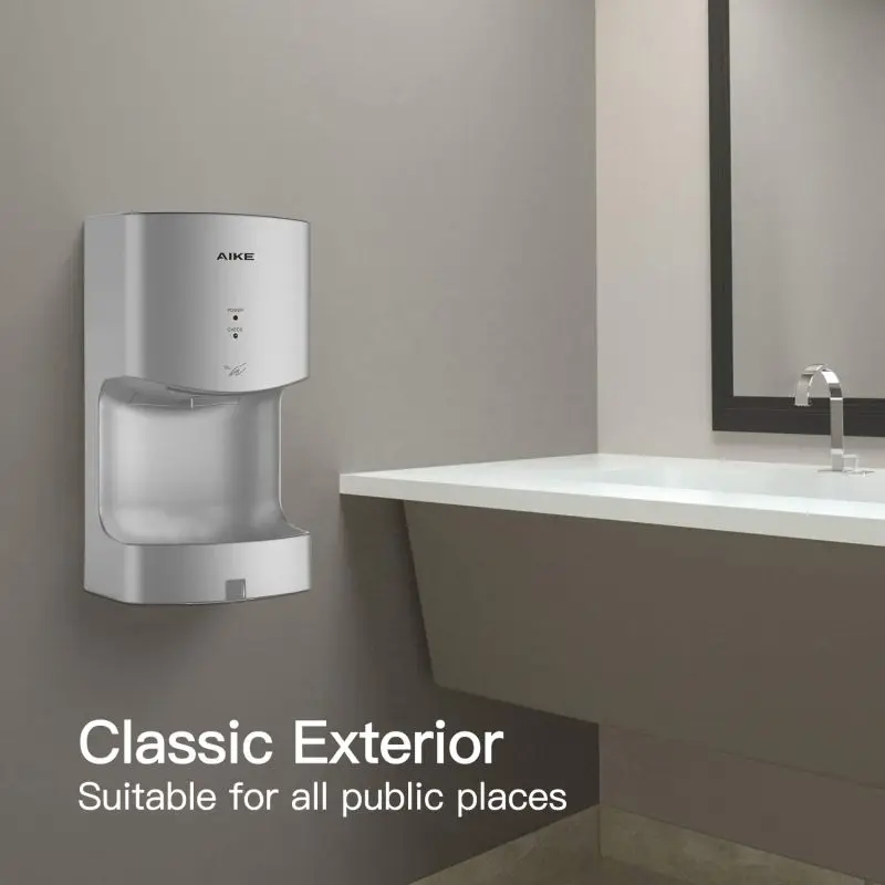 핸드드라이어  AIKE 자동 손 건조기, 고속 욕실 건조기, 벽걸이 흰색 ABS 플라스틱 커버, 화장실용 손 건조기 