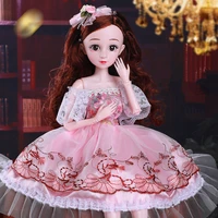 60cm bjd dress up doll 3d eyes 20 joints detachable plus size fashion princess doll dress set diy dress up girl toy gift