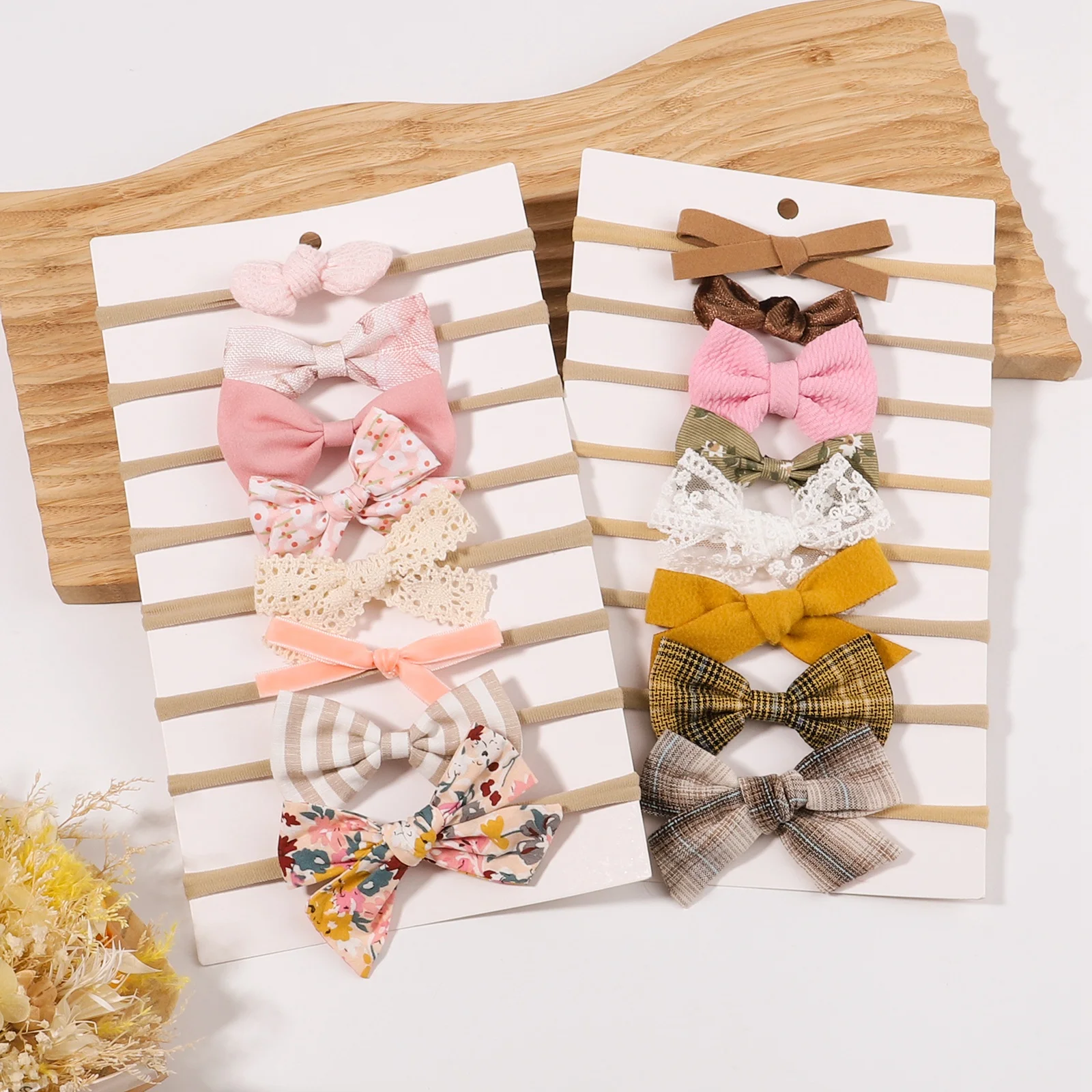 

8 шт./компл. милые хлопковые повязки на голову с бантом для маленьких девочек нейлоновые повязки для волос с цветочным леопардовым принтом п...