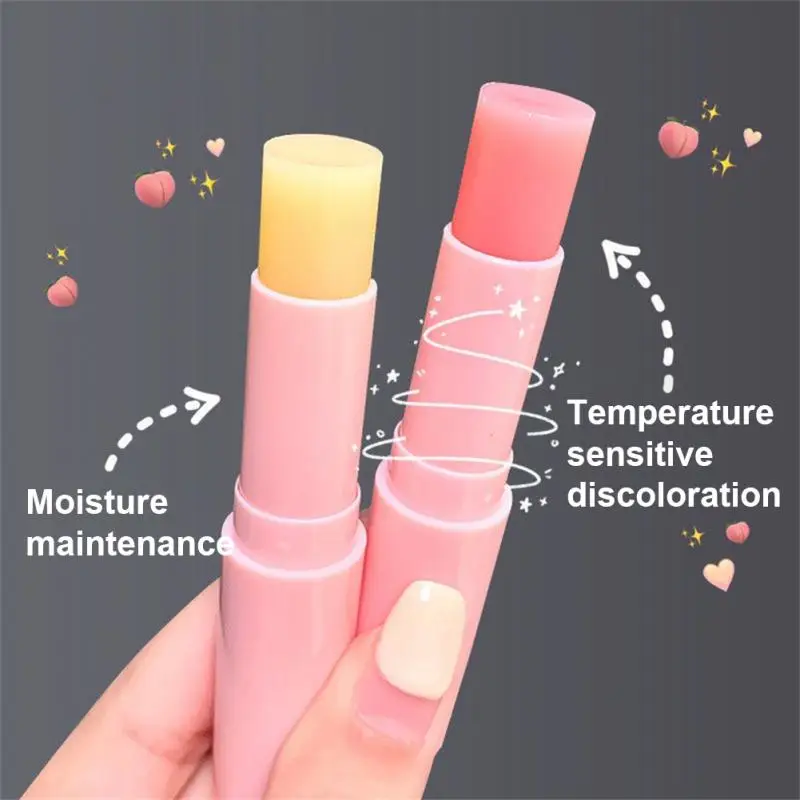 

Natural Peach Lip Balm Vaseline Long-lasting Moisturizing Lipstick Temperature Change Color Lipstick Anti-drying Hydration Care