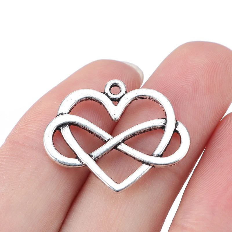 

10 x Silver Color Double Sided Infinity Heart Forever Charms Pendants Beads For DIY Necklace Bracelet Jewelry Making Accessories
