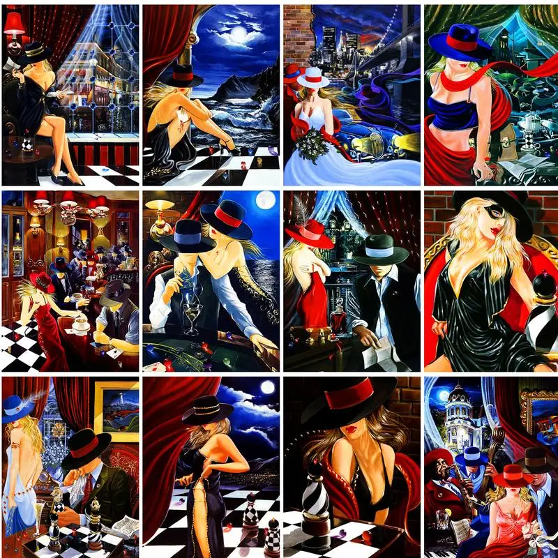 

SDOYUNO Painting By Numbers Portrait Girl Drawing On Canvas HandPainted Gift Picture By Number Figure Kits Home Decor