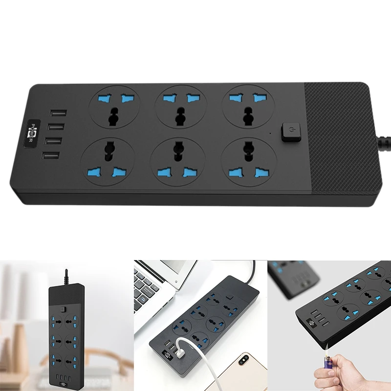

Удлинитель питания с USB-удлинителем и 6 розетками, настольная зарядная станция с 4 USB-портами для дома, офиса, спальни