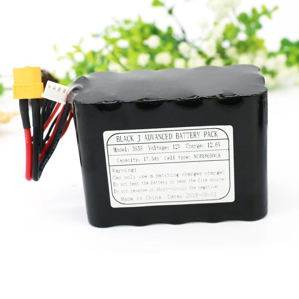 

New UAV Rechargeable 12V Li-ion Battery Pack 11.1V / 12.6V17.5Ah 3S5P Use Single Cell NCR18650GA Combination for Different Drone