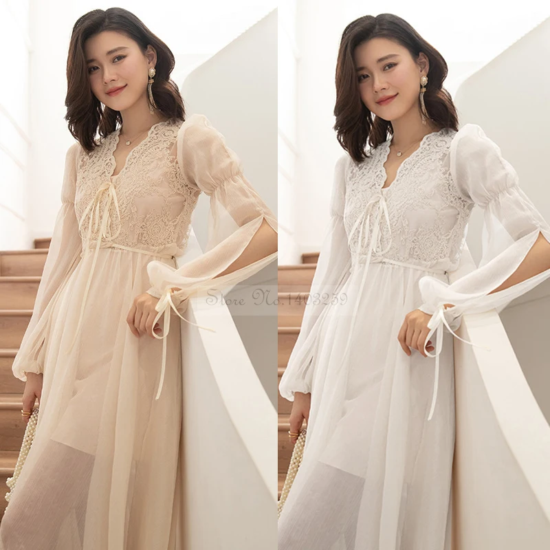 

Sleepwear Luxury Trailing Bride Wedding Robe Nightgown French Kimono Bathrobe Gown Women Sexy Lace Perspective Home Dress
