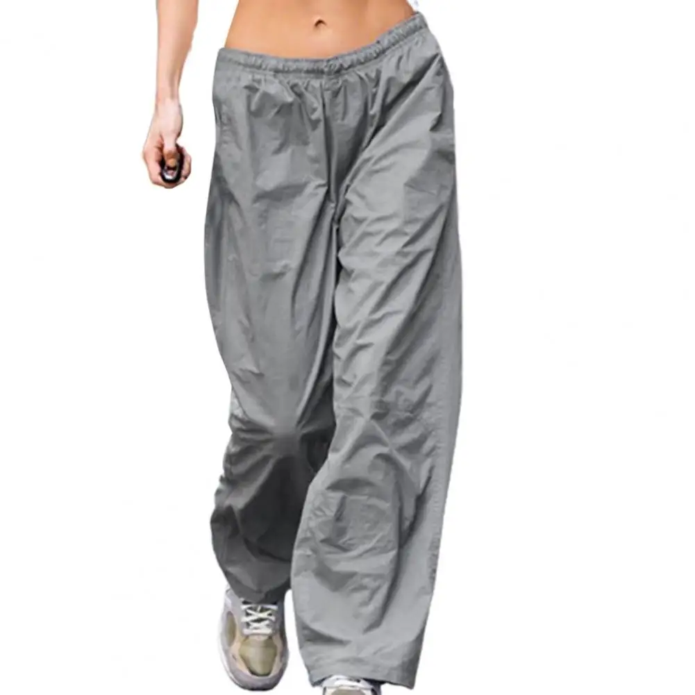 

Low-Rise Elastic Waistband Floor-Length Summer Trousers Casual Oversized Straight Wide Leg Cargo Pants Sweatpants Female Clothes