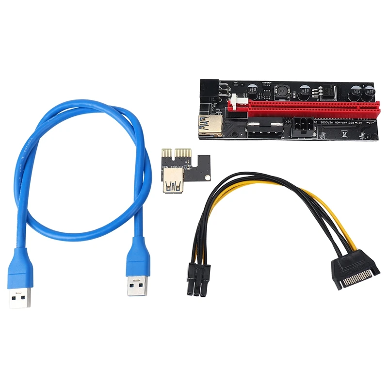 

VER009 USB 3.0 PCI-E Riser VER 009S Express 1X 4X 8X 16X Extender Riser Adapter Card SATA 15Pin To 6 Pin Power Cable