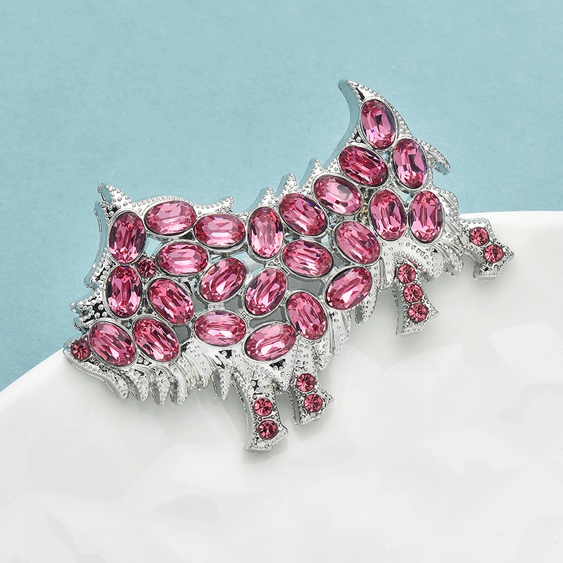 Wuli&ampbaby милые мультяшные броши с собакой для женщин розовые стразы щенок вечерние