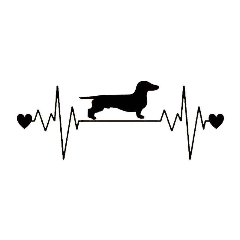 

Dachshund Heartbeat Car Stickers Creative Reflective Vinyl Decal Car Styling Auto Truck Decoration Black/Silver,20cm*7cm