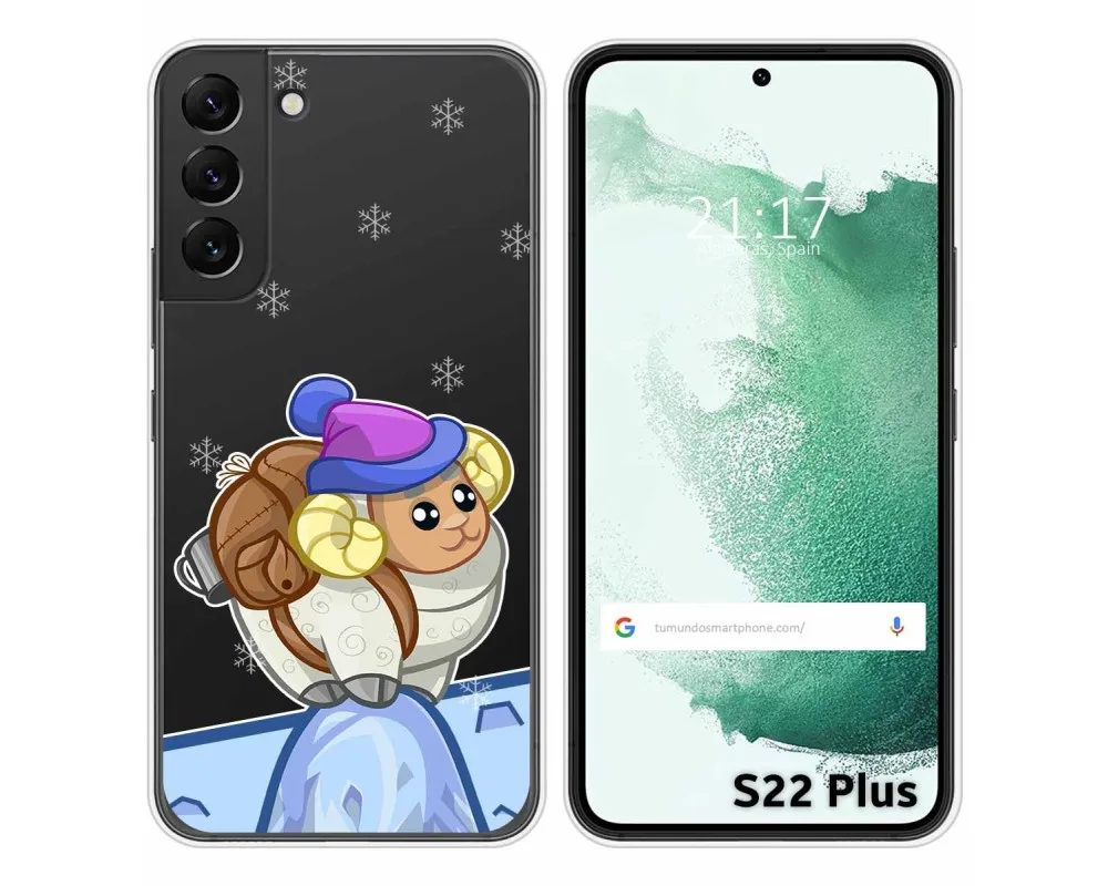 Прозрачный силиконовый чехол для Samsung Galaxy S22 Plus с рисунком под искусственную кожу