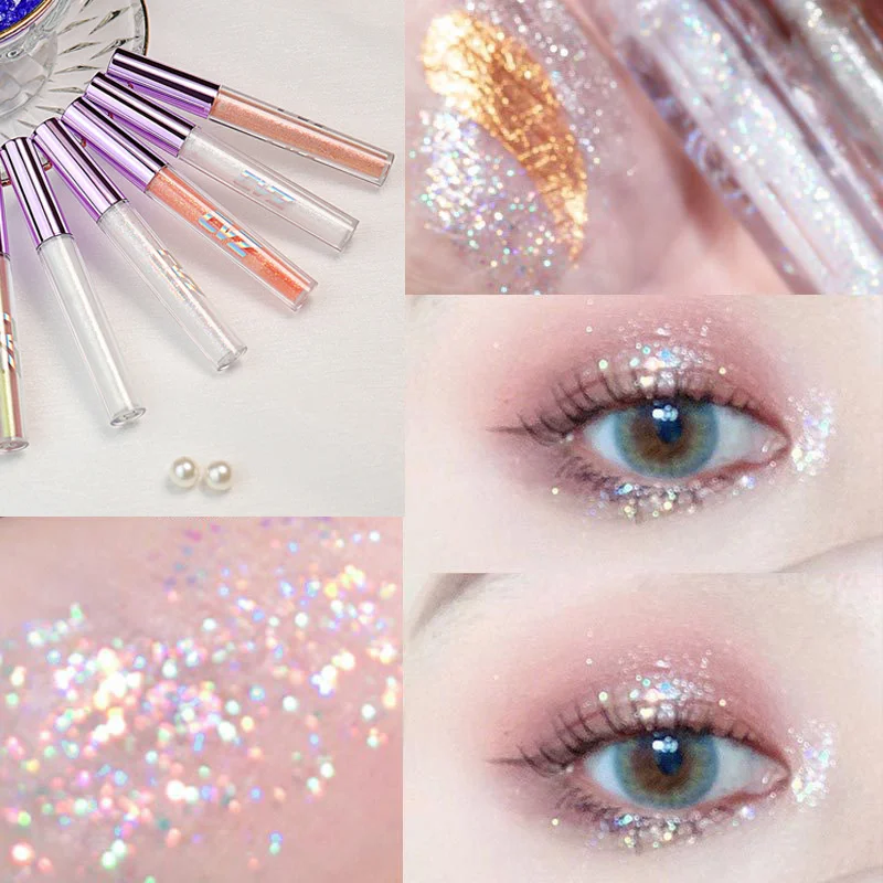 

1pcs Diamond Glitter Liquid Eyeshadow Face Makeup Highlighter Long Lasting Shiny Lying Silkworm Bai Yueguang Eyeshadow Eyeliner