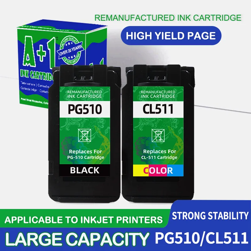 

Compatible for Canon PG510 CL511 PG 510XL CL 511XL PG-510 Ink Cartridge For PIXMA IP2700 MP230 MP240 MP250 MP260 MP270 MP280