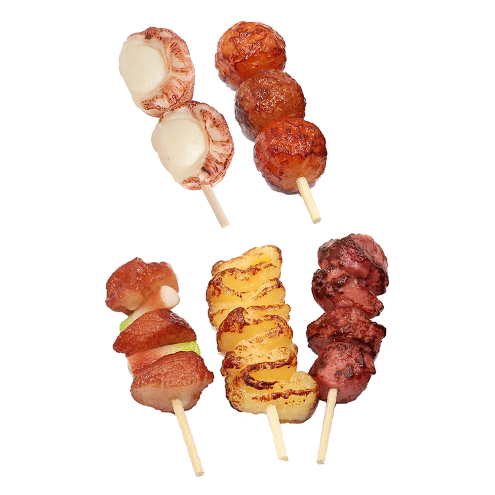 

5 Pcs Simulation Barbecue Skewers Fake Food Realistic Toy Outdoor Playsets Toddlers Kids Grill Camping Accessories