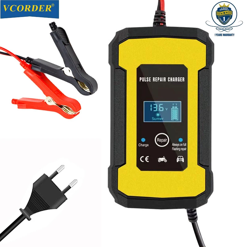 

12V 6A Smart Battery Charger Car Battery Starter Lead Acid LCD Display Pluse Repair Fully Automatic Charge For Car Motorcyle